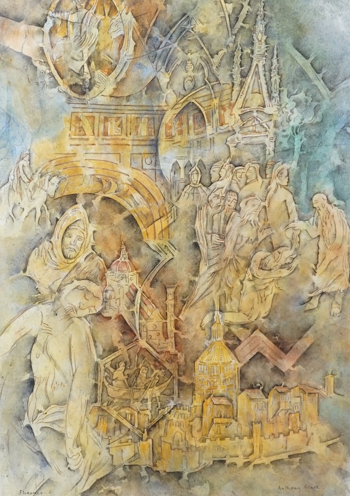 From the Studio of Fred Cuming. Anthony Clark (20th. C), watercolour, Religious theme, Florence, signed and inscribed, 37 x 26cm. Condition - fair to good